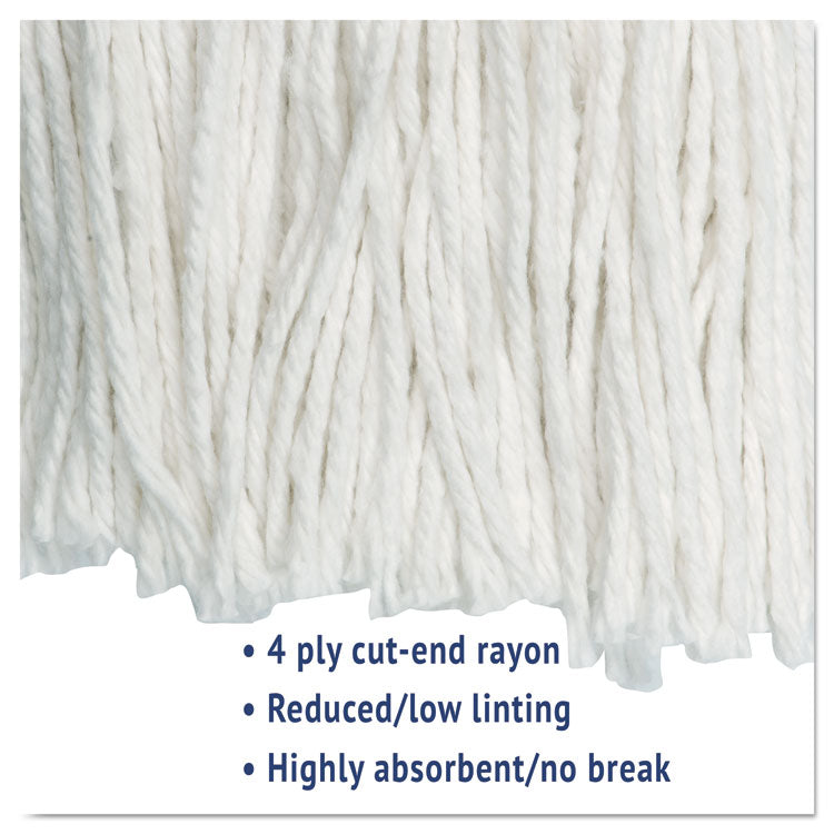 Cut-End Wet Mop Head, Rayon, #24, White