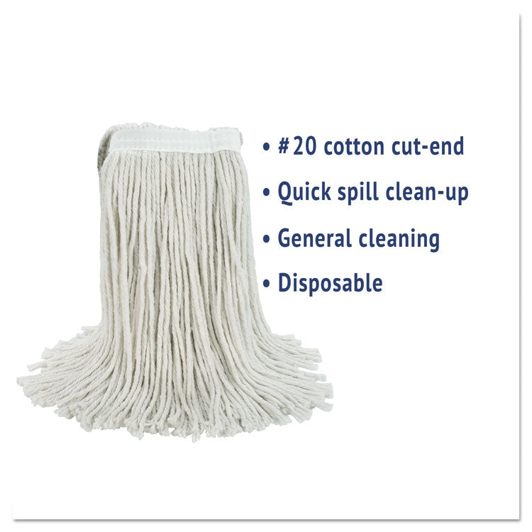 Cut-End Wet Mop Head, Cotton, #20, White