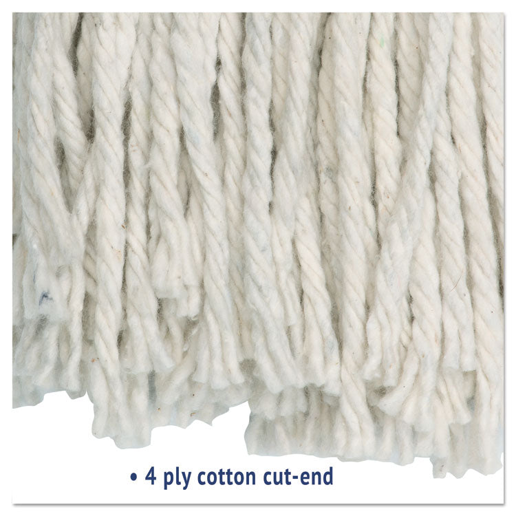 Cut-End Wet Mop Head, Cotton, #20, White