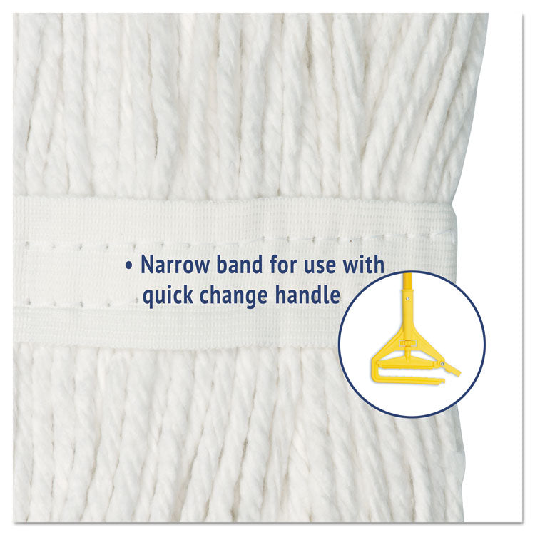 Cut-End Wet Mop Head, Rayon, #24, White, 12/Carton