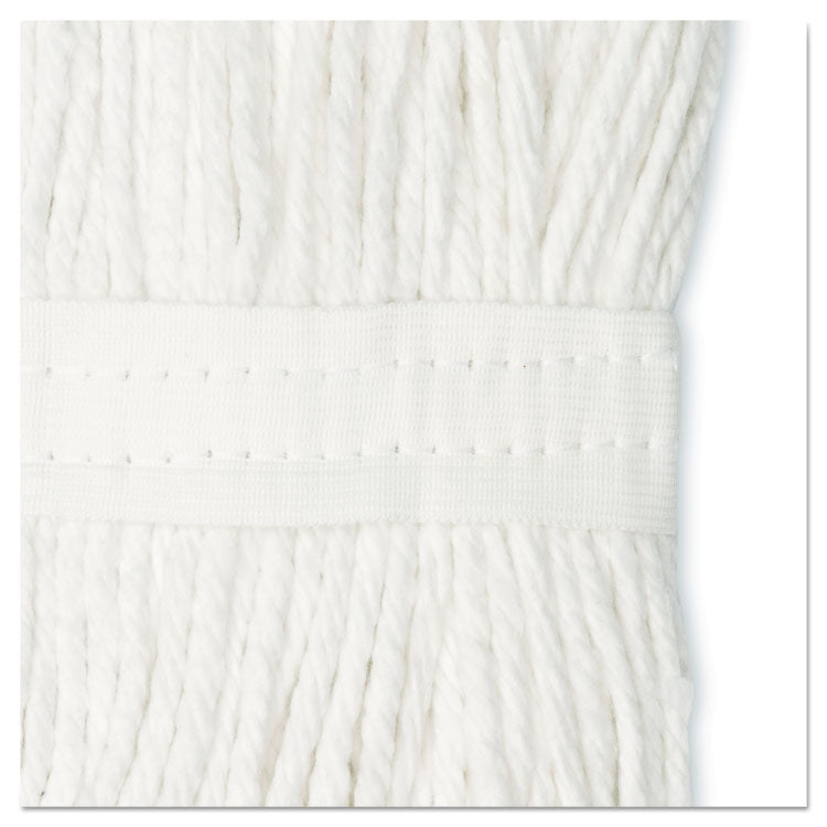Cut-End Wet Mop Head, Cotton, #16, White, 12/Carton