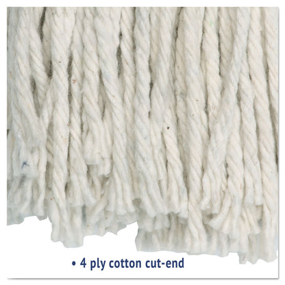 Cut-End Wet Mop Head, Cotton, #16 Size, White