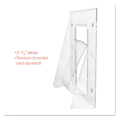 Stand-Tall Wall-Mount Literature Rack, Leaflet, 4.56w x 3.25d x 11.88h, Clear