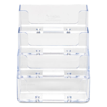 4-Pocket Business Card Holder, Holds 200 Cards, 3.94 x 3.5 x 3.75, Plastic, Clear