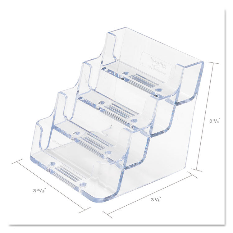 4-Pocket Business Card Holder, Holds 200 Cards, 3.94 x 3.5 x 3.75, Plastic, Clear