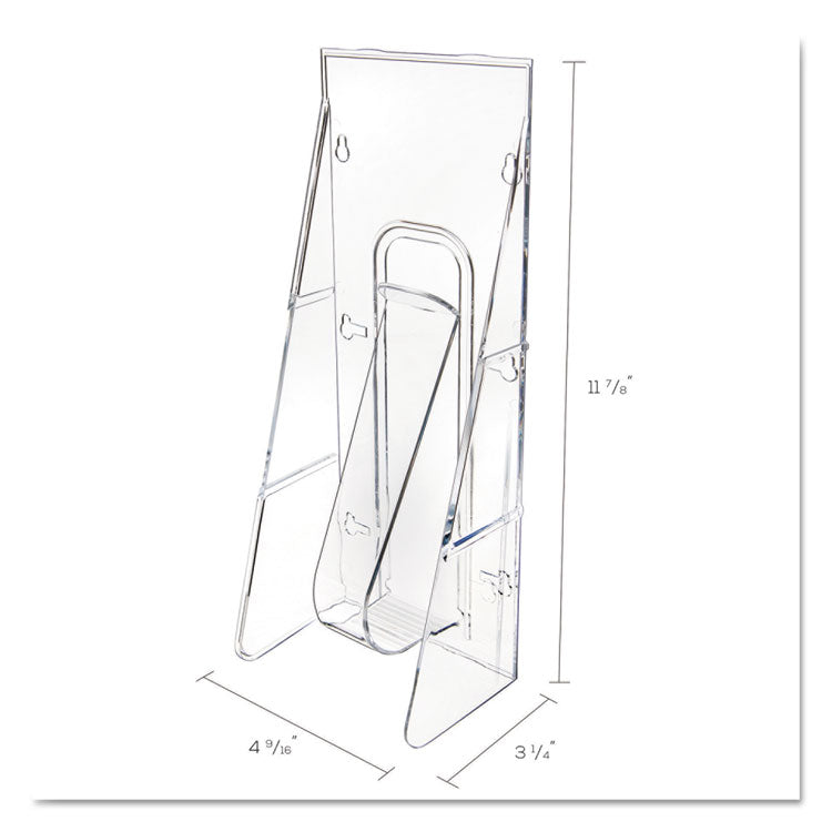 Stand-Tall Wall-Mount Literature Rack, Leaflet, 4.56w x 3.25d x 11.88h, Clear