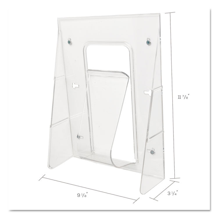 Stand-Tall Wall-Mount Literature Rack, Magazine, 9.13w x 3.25d x 11.88h, Clear