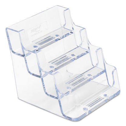4-Pocket Business Card Holder, Holds 200 Cards, 3.94 x 3.5 x 3.75, Plastic, Clear