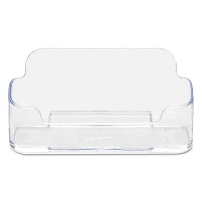 Horizontal Business Card Holder, Holds 50 Cards, 3.88 x 1.38 x 1.81, Plastic, Clear