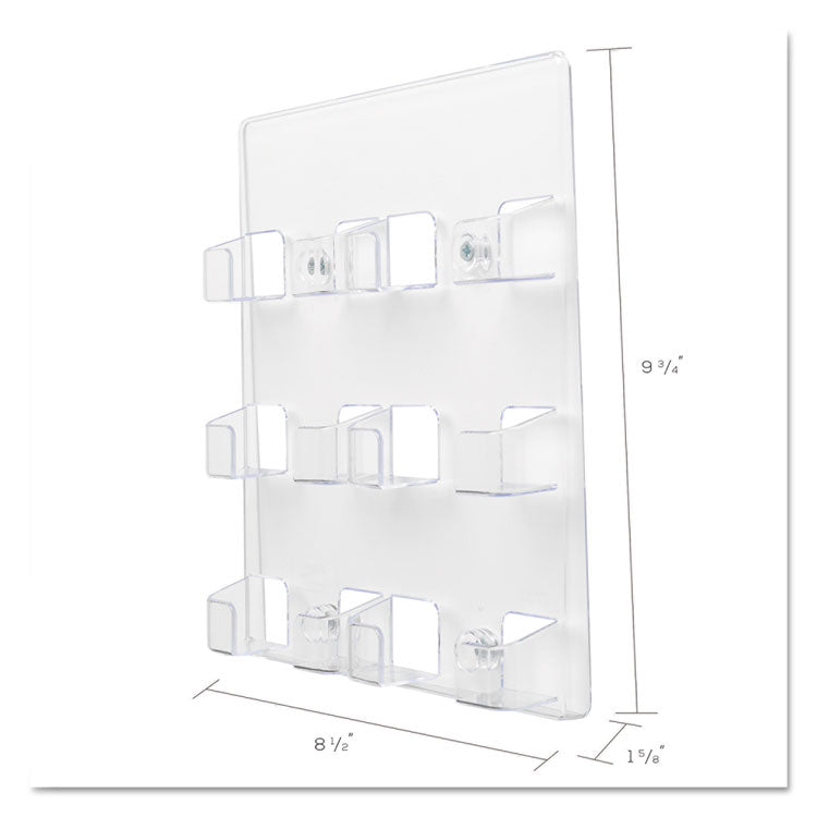 6-Pocket Business Card Holder, Holds 480 Cards, 8.5 x 1.63 x 9.75, Plastic, Clear