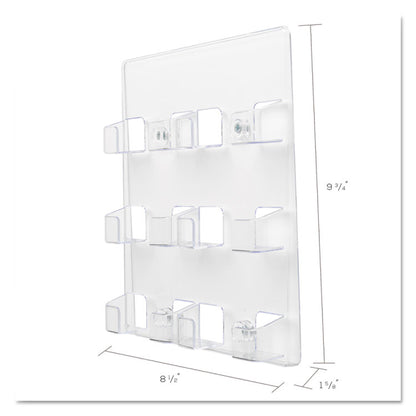 6-Pocket Business Card Holder, Holds 480 Cards, 8.5 x 1.63 x 9.75, Plastic, Clear