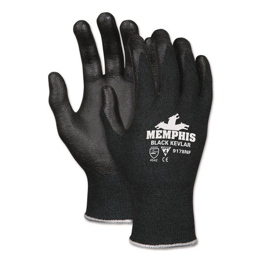 Nitrile Coated Kevlar Gloves, EN388: 4542, 10" Long, Large, Black, Pair