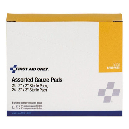 Gauze Pads, Sterile, Assorted, 2 x 2, 3 x 3, 48/Box
