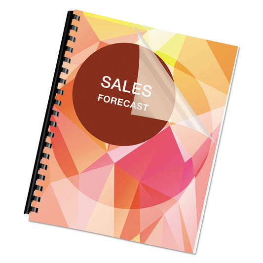PET Ultra Clear Binding Covers, 5 mil Plastic, Square Corners, 11 x 8.5, Gloss Clear, 100/Pack