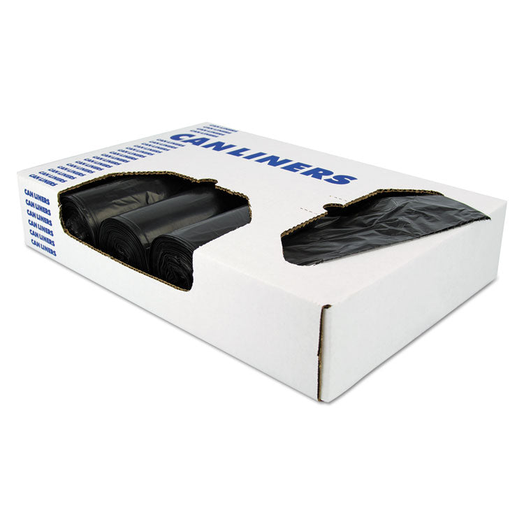 Linear Low-Density Can Liners, 10 gal, 0.55 mil, 24" x 23", Black, Flat Pack, 500/Carton