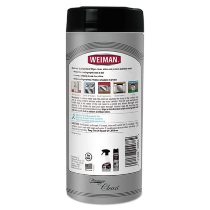 Stainless Steel Wipes, 1-Ply, 7 x 8, White, 30/Canister, 4 Canisters/Carton