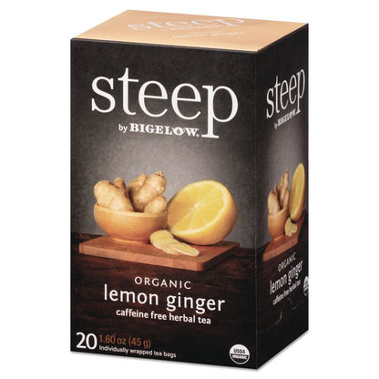 steep Tea, Lemon Ginger, 1.6 oz Tea Bag, 20/Box
