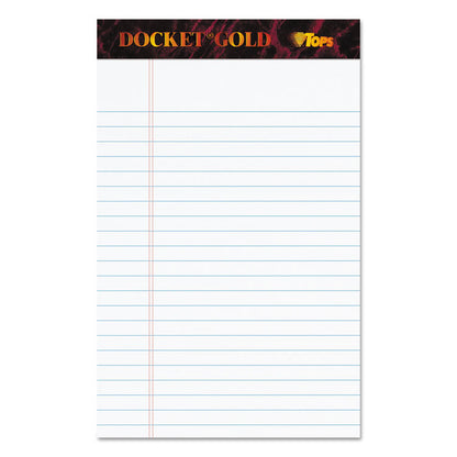 Docket Gold Ruled Perforated Pads, Narrow Rule, (50) White 5 x 8 Sheets, 12/Pack