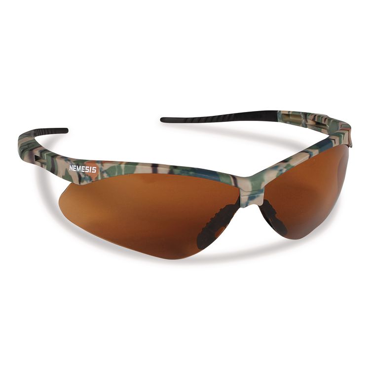 Nemesis Safety Glasses, Camo Half Frame, Bronze Dual Lens