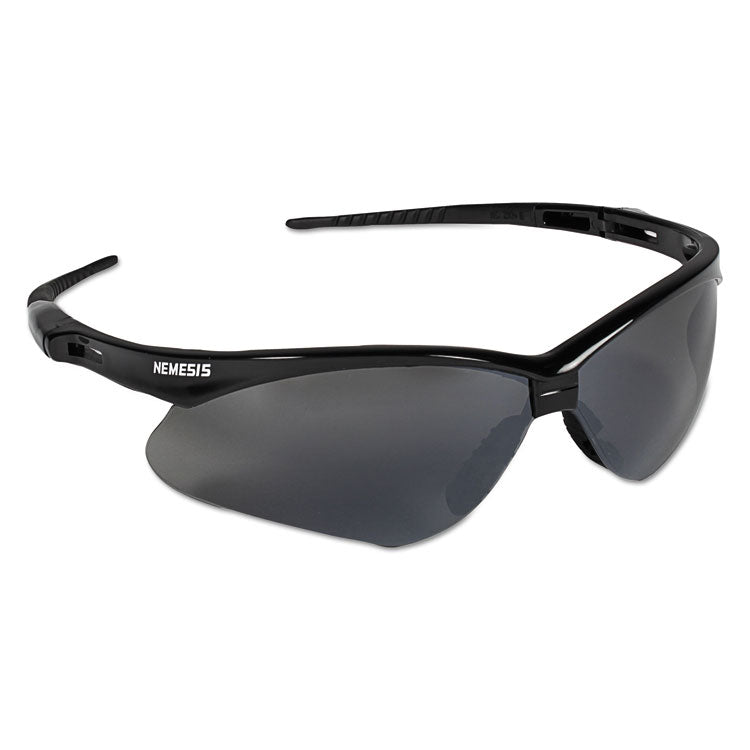 V30 Nemesis Safety Glasses, Black Half Frame, Mirrored Smoke Dual Lens