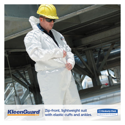 A35 Liquid and Particle Protection Coveralls, Zipper Front, Hooded, Elastic Wrists and Ankles, 2X-Large, White, 25/Carton