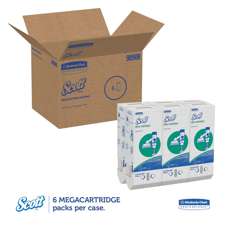 MegaCartridge Napkins, 1-Ply, 8.4 x 6.5, White, 875/Pack, 6 Packs/Carton