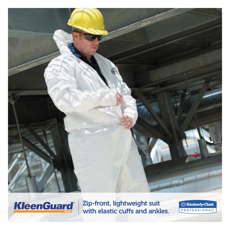 A35 Liquid and Particle Protection Coveralls, Zipper Front, Hooded, Elastic Wrists and Ankles, X-Large, White, 25/Carton