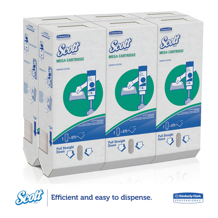 MegaCartridge Napkins, 1-Ply, 8.4 x 6.5, White, 875/Pack, 6 Packs/Carton
