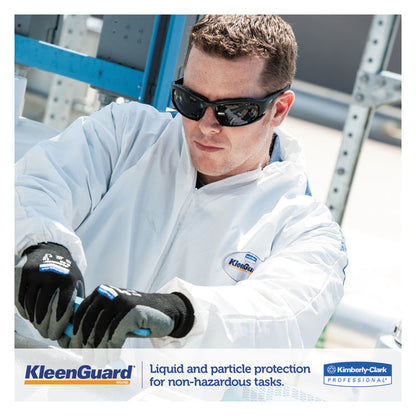 A35 Liquid and Particle Protection Coveralls, Zipper Front, Hooded, Elastic Wrists and Ankles, Large, White, 25/Carton
