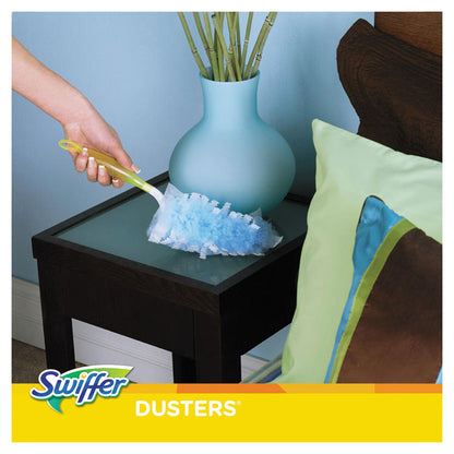 Dusters Starter Kit, Dust Lock Fiber, 6" Handle with Five Refill Dusters, Blue/Yellow