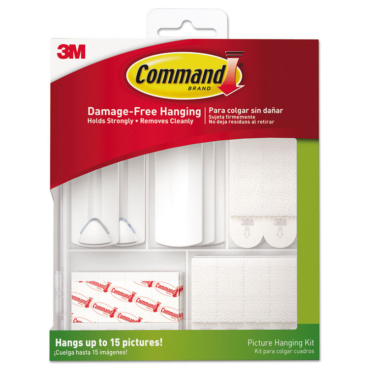Picture Hanging Kit, Assorted Sizes, Plastic, White/Clear, 1 lb, 4 lb, 5 lb Capacities 38 Pieces/Pack