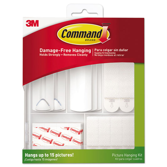 Picture Hanging Kit, Assorted Sizes, Plastic, White/Clear, 1 lb, 4 lb, 5 lb Capacities 38 Pieces/Pack