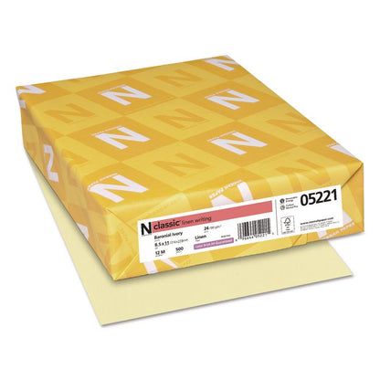 CLASSIC Linen Stationery, 24 lb Bond Weight, 8.5 x 11, Baronial Ivory, 500/Ream