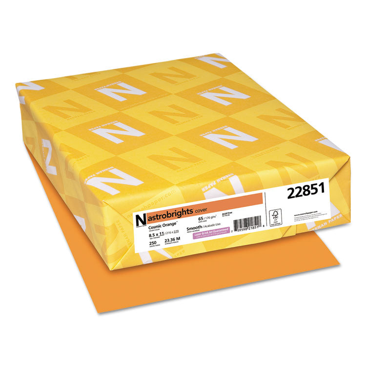 Color Cardstock, 65 lb Cover Weight, 8.5 x 11, Cosmic Orange, 250/Pack