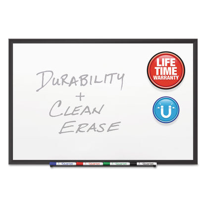 Classic Series Porcelain Magnetic Dry Erase Board, 60" x 36", White Surface, Black Aluminum Frame