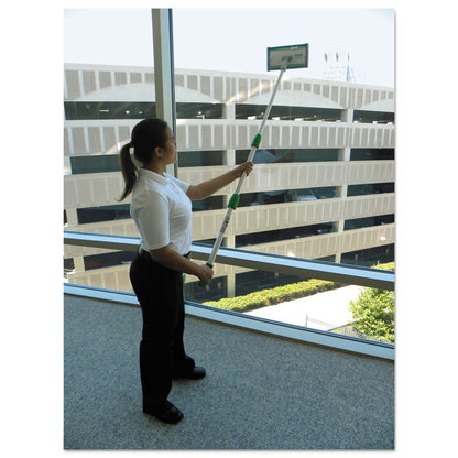 SpeedClean Window Cleaning Kit, 6 ft to 6.6 ft, Extension Pole With 8" Pad Holder, Silver/Green
