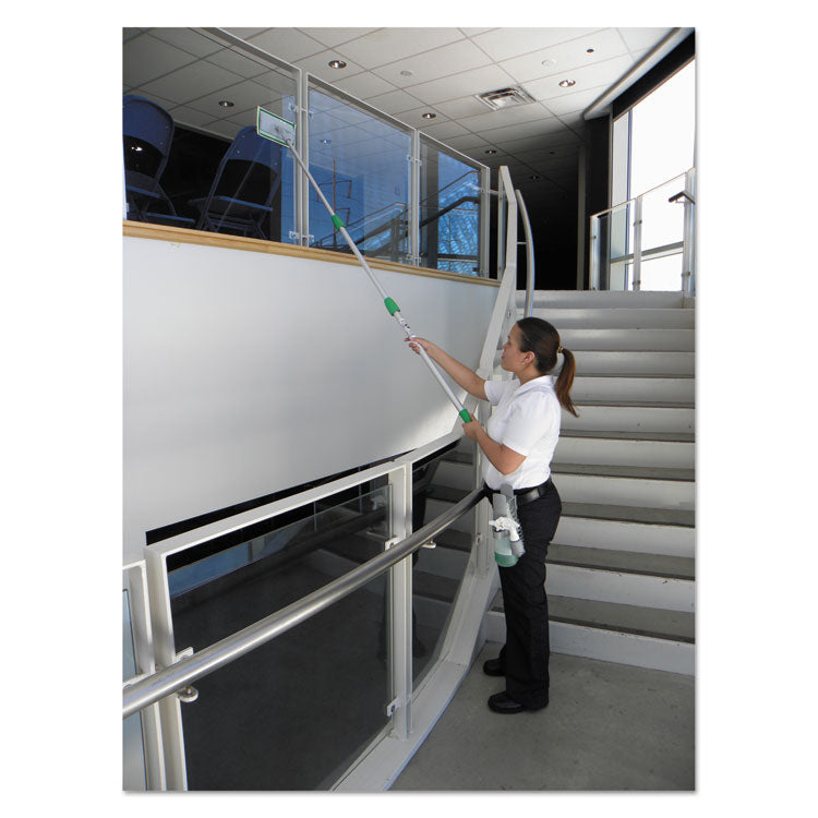 SpeedClean Window Cleaning Kit, 6 ft to 6.6 ft, Extension Pole With 8" Pad Holder, Silver/Green