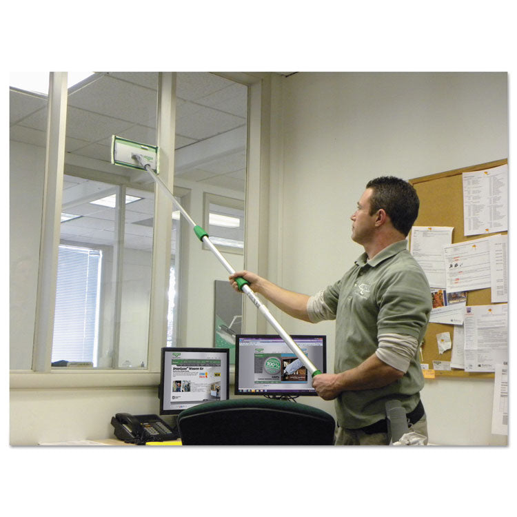 SpeedClean Window Cleaning Kit, 6 ft to 6.6 ft, Extension Pole With 8" Pad Holder, Silver/Green