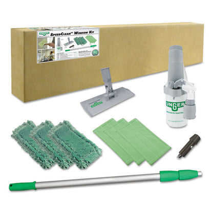 SpeedClean Window Cleaning Kit, 6 ft to 6.6 ft, Extension Pole With 8" Pad Holder, Silver/Green