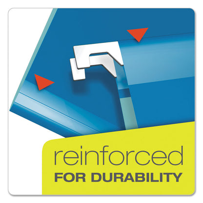 Colored Reinforced Hanging Folders, Letter Size, 1/5-Cut Tabs, Blue, 25/Box