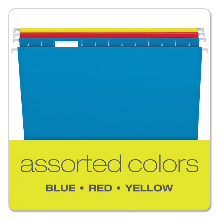 Colored Hanging Folders, Legal Size, 1/5-Cut Tabs, Assorted Colors, 25/Box