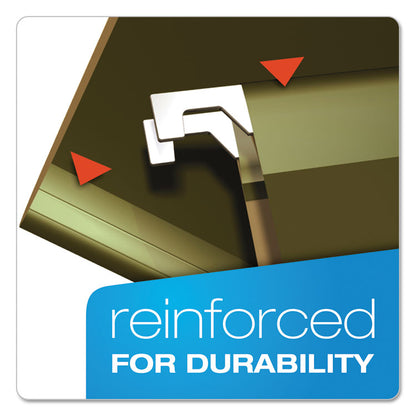 Extra-Capacity Reinforced Hanging File Folders with Box Bottom, 2" Capacity, Letter Size, 1/5-Cut Tabs, Green, 25/Box