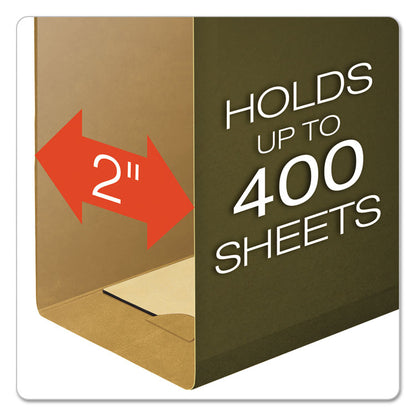 Extra-Capacity Reinforced Hanging File Folders with Box Bottom, 2" Capacity, Letter Size, 1/5-Cut Tabs, Green, 25/Box
