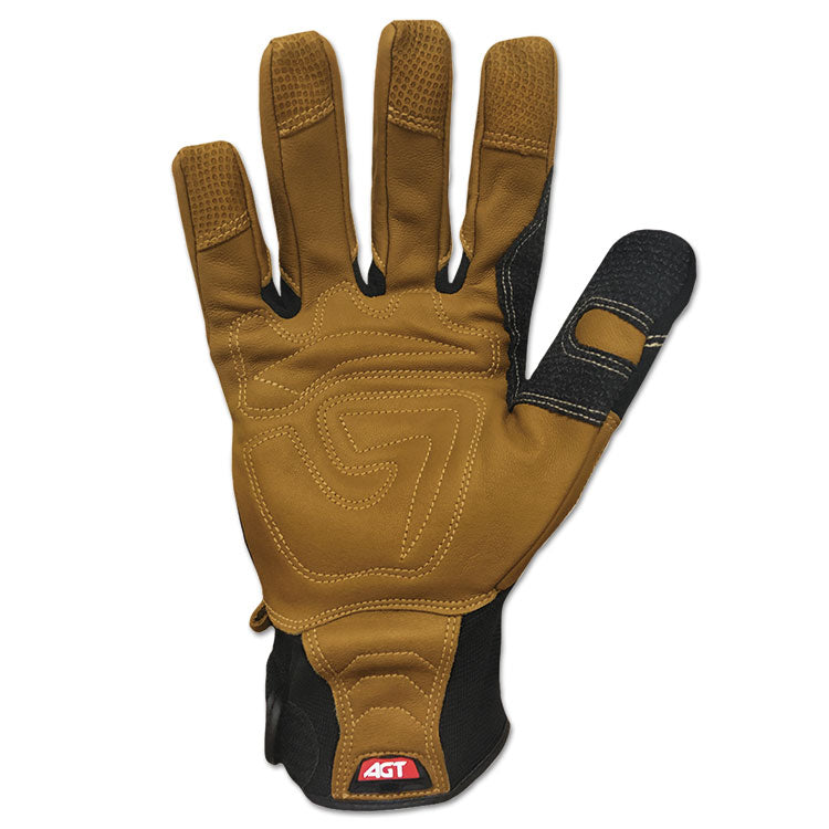 Ranchworx Leather Gloves, EN388: 2123, 9.5" Long, Medium, Black/Tan, Pair