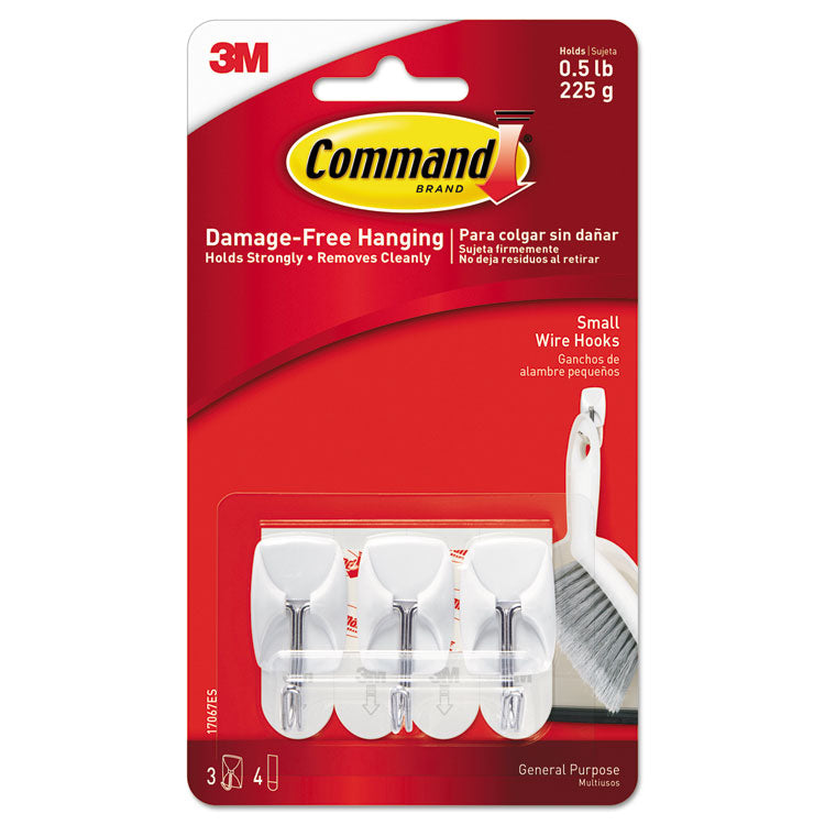 Small Toggle-Wire Hooks, Metal Wire, Silver, Supports 0.5 lb, 3/Pack