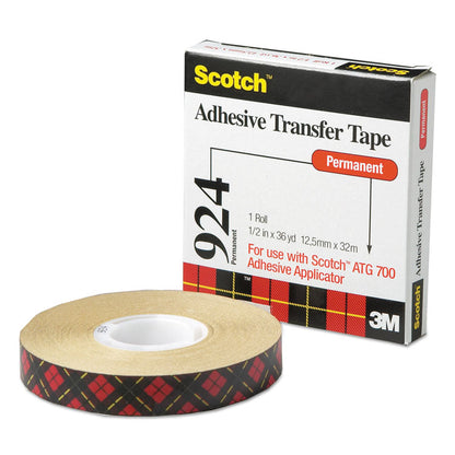 ATG Adhesive Transfer Tape, Permanent, Holds Up to 0.5 lb, 0.5" x 36 yd, Clear