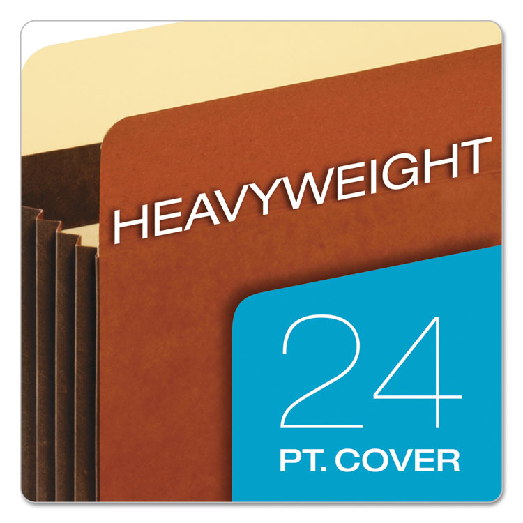 Heavy-Duty File Pockets, 7" Expansion, Letter Size, Redrope, 5/Box