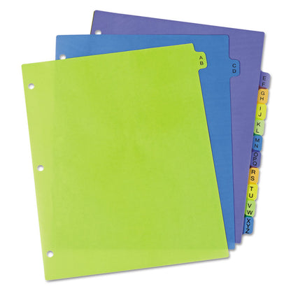 Durable Preprinted Plastic Tab Dividers, 12-Tab, A to Z, 11 x 8.5, Assorted, 1 Set