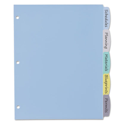 Write and Erase Big Tab Durable Plastic Dividers, 3-Hole Punched, 5-Tab, 11 x 8.5, Assorted, 1 Set
