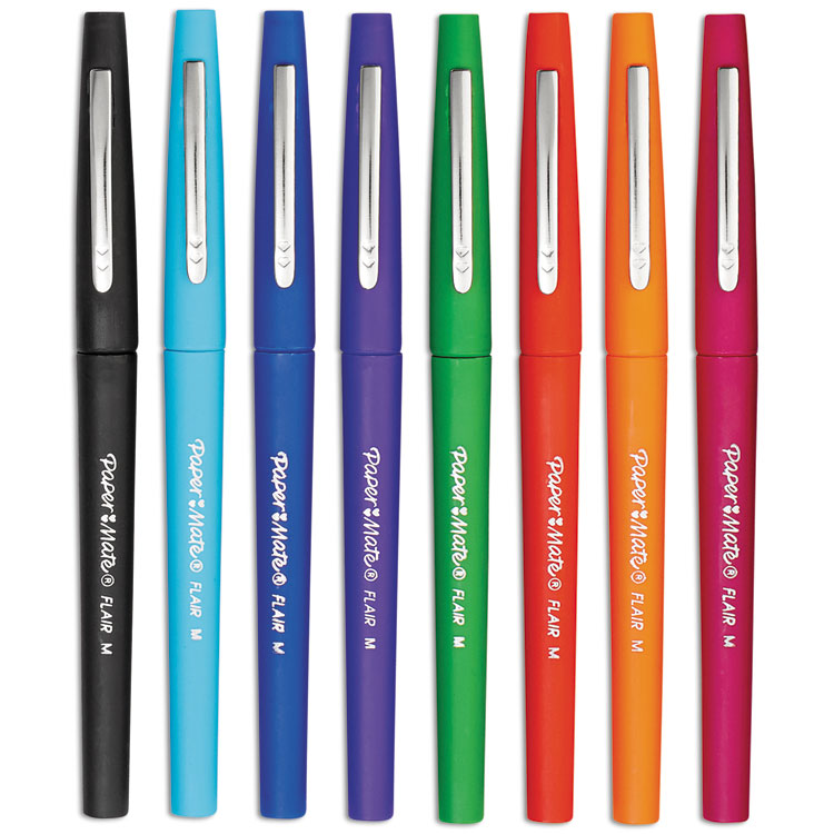 Point Guard Flair Felt Tip Porous Point Pen, Stick, Bold 1.4 mm, Assorted Ink and Barrel Colors, 48/Pack